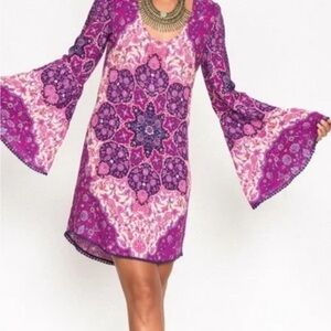 Spell Kiss the Sky Bell Long Sleeve Dress - Purple and Pink